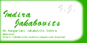 indira jakabovits business card